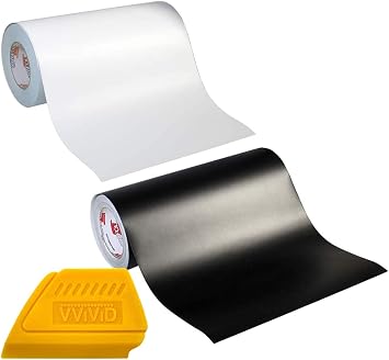 ORACAL 651 Multi-Color Vinyl Starter Kit 12" x 5ft 2-Roll Bundle Including Hard Yellow Detailer Squeegee Matte Black/White