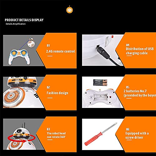 JLHOBBY Star Wars BB-8 RC Robot Star Wars BB-8 2.4GHz Remote Control Figure Robot Action Robot Sound Intelligent Toys Car with Key Ring for Kids 3+