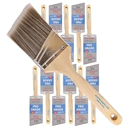Pro Grade Paint Brushes, 3 Inch Angle Paint Brush, Walls & Trim, 12 Pack