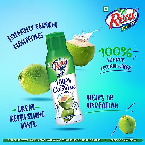 Image of DABUR Real Activ 100% Tender Coconut Water - No Added Sugars - 200ml (Pack of 6)