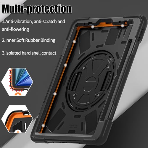 Coque Antichoc iPad Air 11 Pouces M3 M2 et 10.9 Noir avec Support Rotatif
