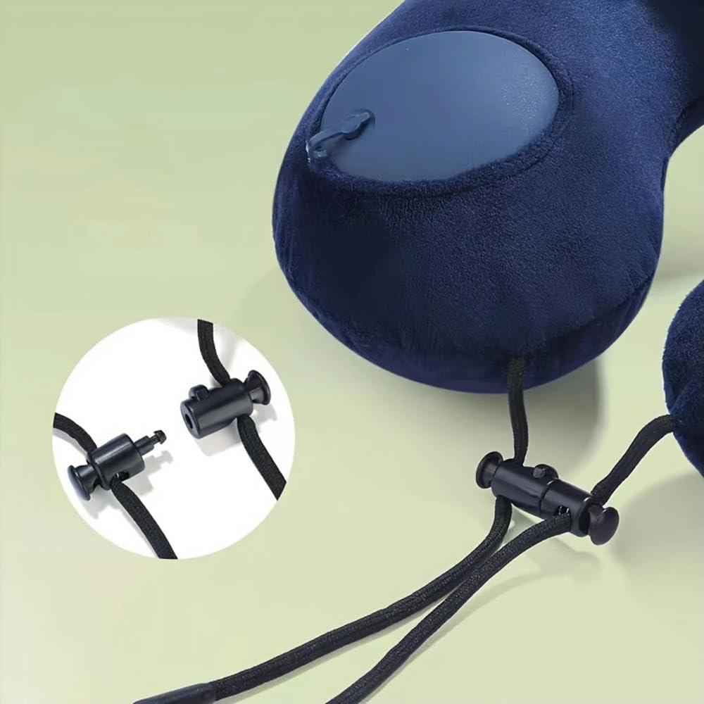 Almohada inflable portátil en forma de U, hipoalergénica, suave, cojín de viaje con botón de presión, fácil de inflar