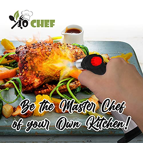 Kitchen Torch, blow torch - Refillable Butane Torch With Safety Lock & Adjustable Flame + Fuel gauge - Culinary Torch, Creme Brûlée Torch for Cooking Food, Baking, BBQ + FREE E-book, 1 Can Included