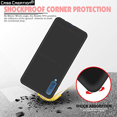 Image of Case Creation Luxurious OG Series for Samsung Galaxy A7 (2018) Case Cover,Anti-Dirty Slim Case Frosted Matte Cute Candy TPU Raised Bezel (Splash of Color) Back Cover for Samsung A7 2018 -Black