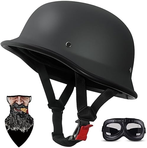 Cascos de Moto Retro Jet para adultos, hombres y mujeres, DOT Homologado Semi Cubierto Vintage Ligero 22.93 oz, ABS 709S + EPS, forro fresco