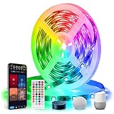 🌈 【Modo Música】 Dado que la tira LED tiene un micrófono incorporado, puede captar cualquier música de un altavoz diferente en la habitación, y la iluminación LED se sincroniza con el ritmo y la melodía, creando una atmósfera romántica para tu vida.