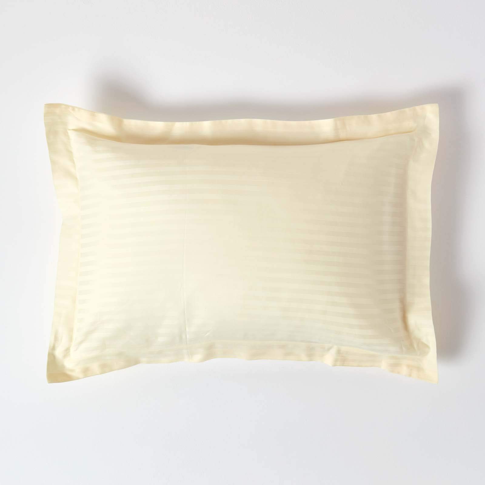 Homescapes Unisex Bright Yellow Egyptian Cotton Satin Stripe Oxford Pillowcase 330 Tc In