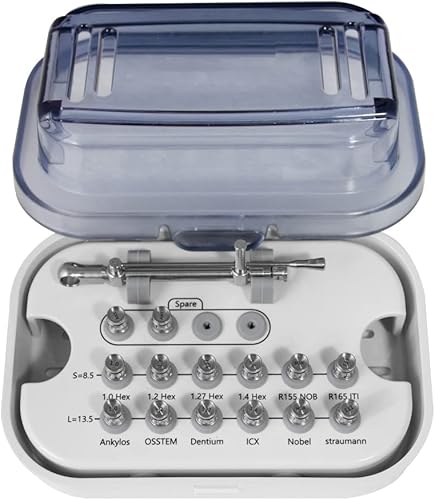 Miniatura 5 de Llave dinamométrica de implante dental con trinquete universal 10-70NCM con destornilladores y llave (14 destornilladores)