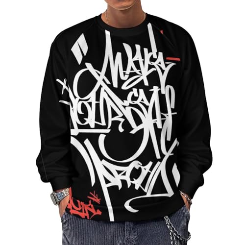 Men's Trendy Sweatshirts Graffiti Print Hip Hop Graphic Casual Crewneck Long Sleeve Pullover