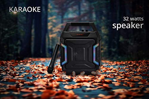 Image of Zync Karaoke 32W Bluetooth Wireless Speaker with Wireless Microphone, RGB LED Lights, Portable Party Speaker, FM Radio, USB, AUX Input, Rechargeable Battery, Deep Bass Sound for Home & Outdoor