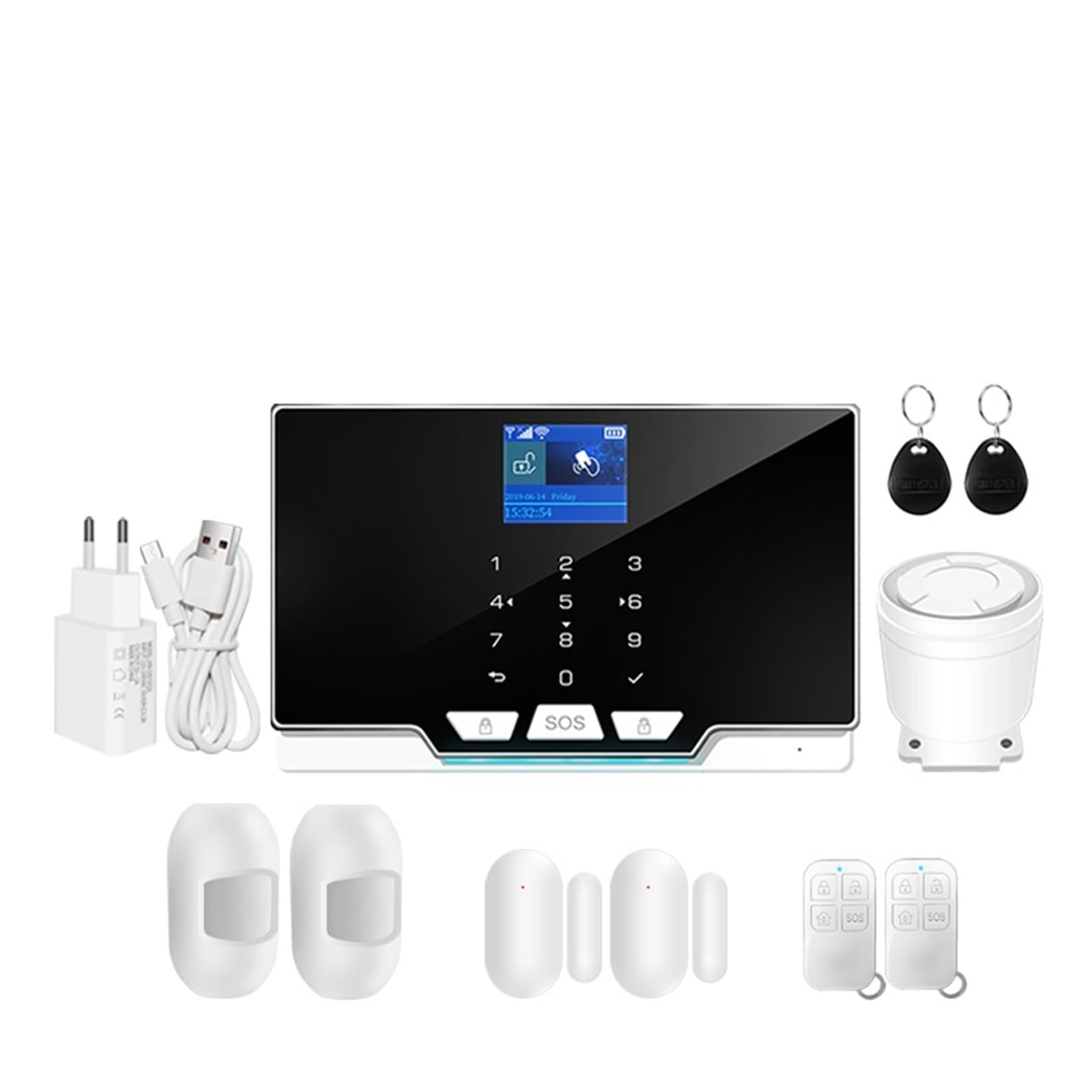 Sistema de Alarma para Casa, Alarma De Seguridad For El Hogar Inteligente, De Alarma GSM, Control Por Aplicación, Antirrobo, Inalámbrico, 433MHz,para el hogar(Set 2)