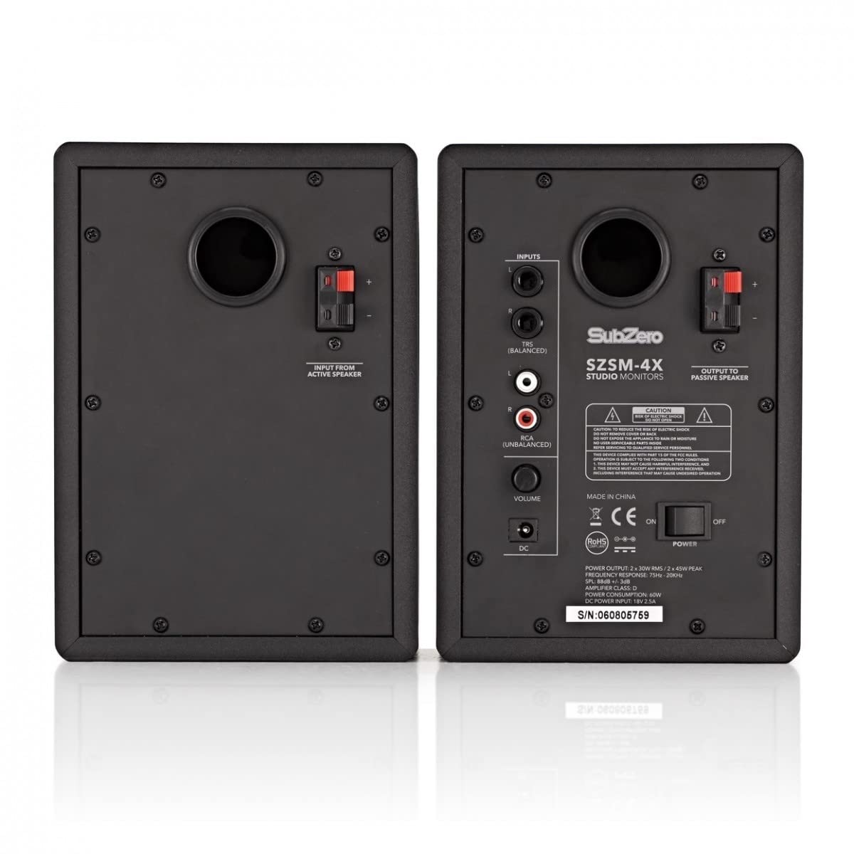 SubZero diffusori per DJ - Monitor da studio attivi Coppia 60W RMS Classe D | Diffusori da Studio di Qualità con Uscita 60W RMS, Ampia Gamma di Frequenze e Risposta Piatta, Custodie MDF