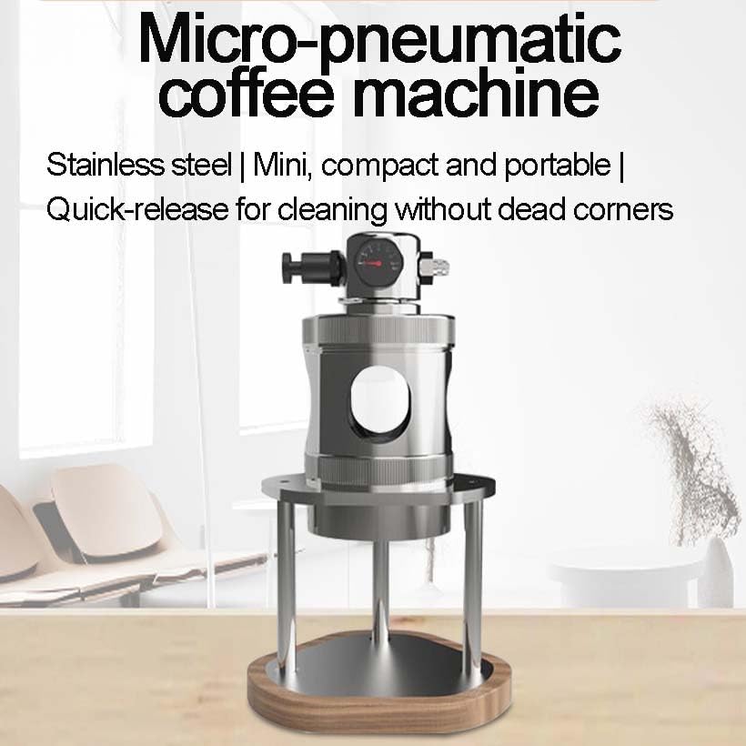 Espresso Maker, Pneumatic Portable Manual Coffee Machine w/Pressure Gauge,Silver Finish, 16Bar Fast Extraction,Stainless Steel,Detachable Design, Suitable for coffee lovers