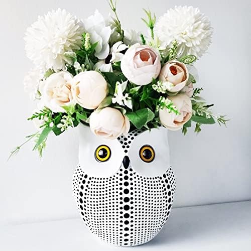Owl vase Owl Gifts for Women Fall owl Decorations for Home Office Desk Accessories for Women TV Stand Decor Bedroom Living Room Accessories Owl Decor Black and White Owl Canister Statue