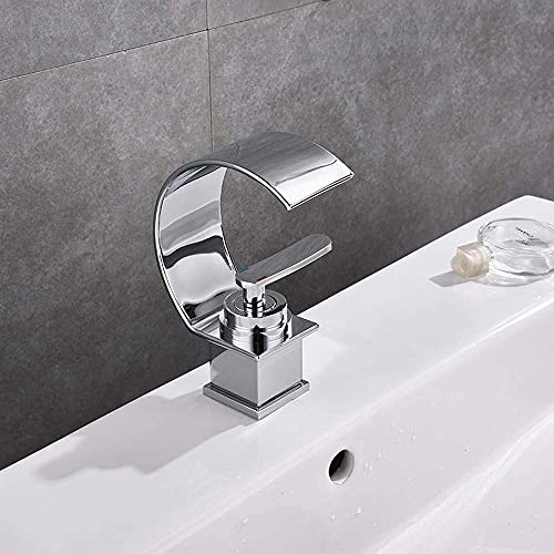 Mitigeur de lavabo cascade argenté pour eau chaude et froide