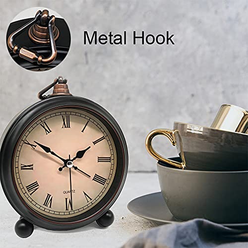 Vintage Retro Analog Alarm Clock, 4 Inch Super Silent Non Ticking Small Clock With Night Light, Battery Operated, Simply Design, For Living Room, Bedroom, Bedside, Desk, Gift Clock (Roman) #TOP3