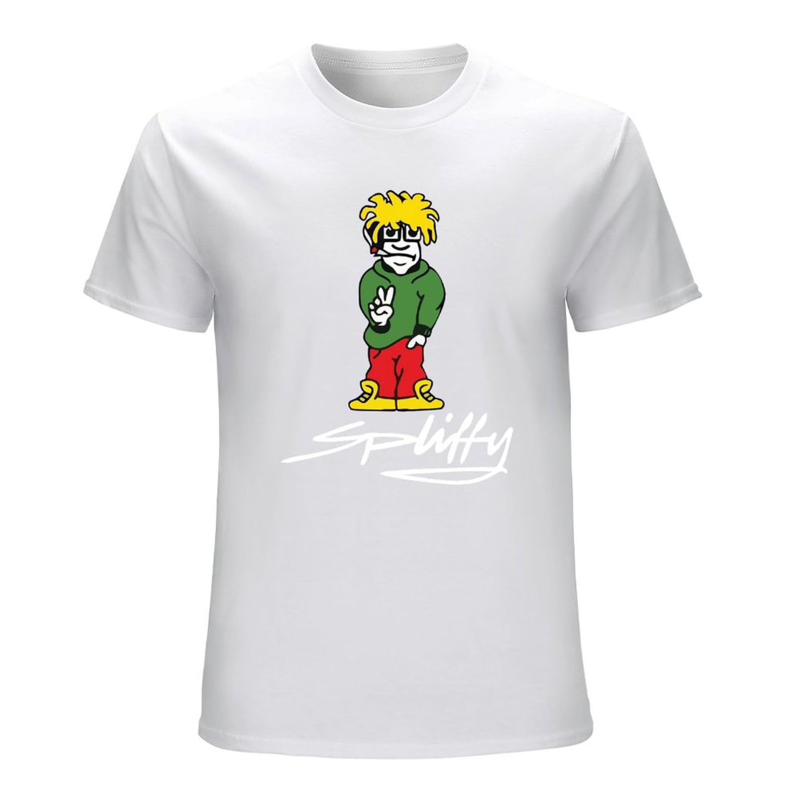 Kesihanxianguo Unisex White Spliffy Printed T-Shirt Mens Tee Shirt M