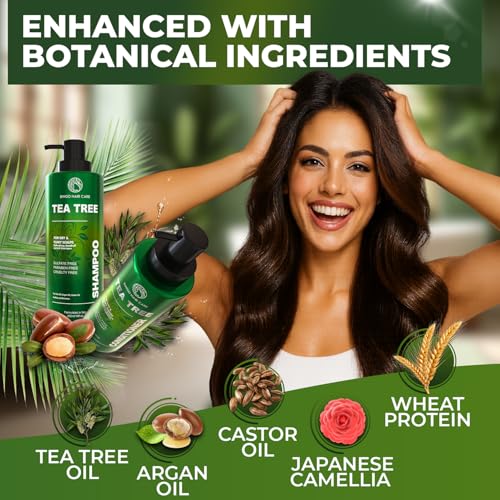 Image of Tea Tree Shampoo and Conditioner Set - Sulfate Free, Anti Dandruff Hair Care for Men and Women - Cleansing Formula for Itchy Scalp and Oil Control - 14 Fl Oz (Set of 2)
