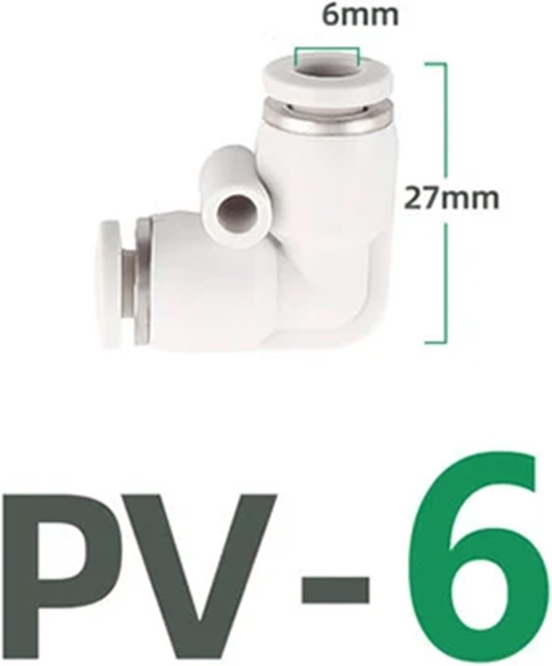 1pcs PV Pneumatic Quick Coupling Air Compressor Pipe Air Pipe PU Hose 4mm 6mm 8mm 10mm 12mm 14mm 16mm White Plastic L-type(PV-6)