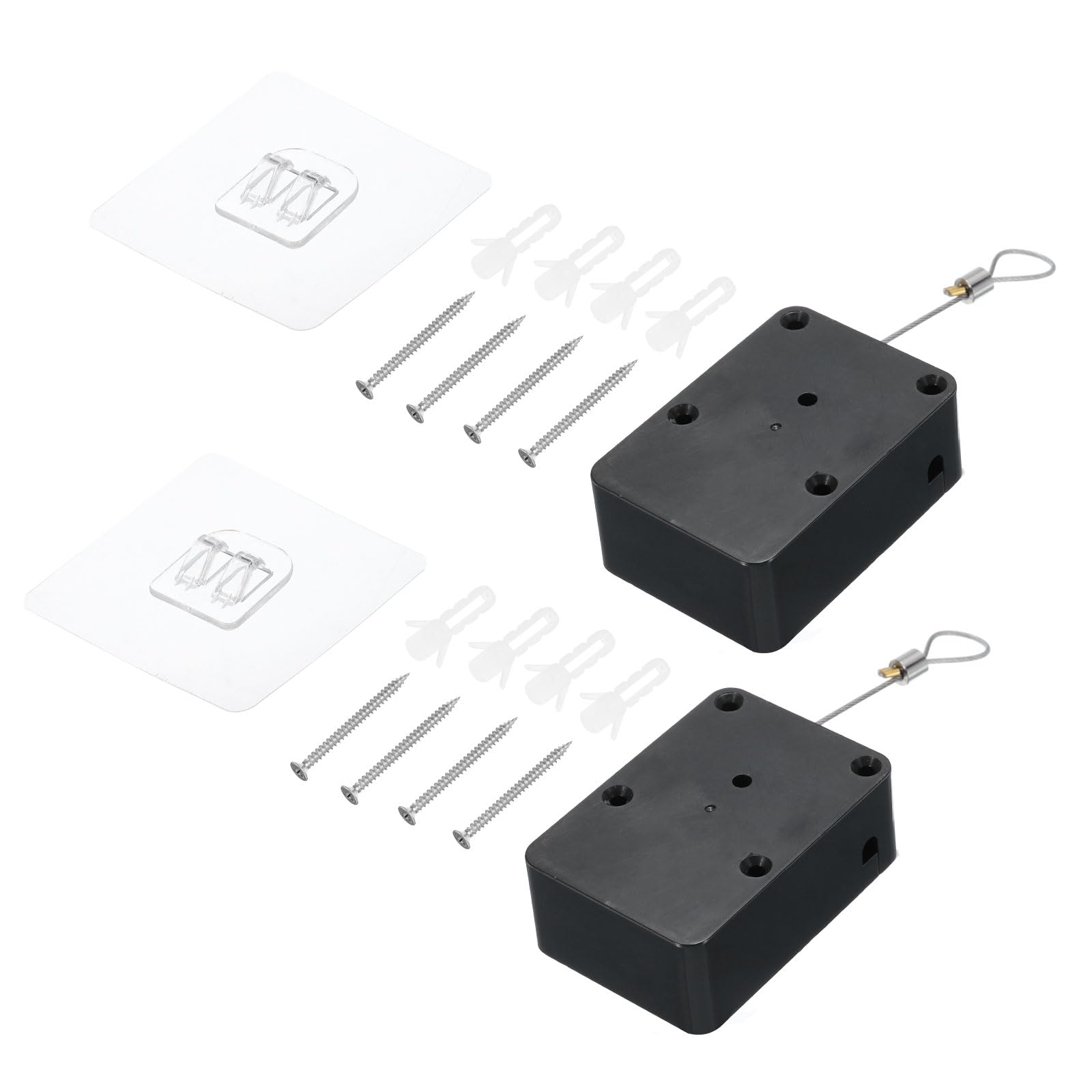 Ferme-porte automatique rétractable 1500g noir avec câble 200cm pour maison et bureau Lot de 2