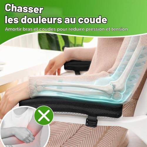 LargeLeaf Accoudoir de Chaise de Bureau avec Coussins de Gel de Refroidissement, Oreiller de Coude et Mousse à Mémoire de Forme - Soulagement de la Pression pour Chaise de Jeu – vue 2