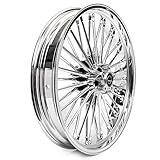 TOFR 21x3.5 Fat Spoke Front Wheel Rim 21 inch Dual Disc For Harley Touring 2000-2007 Electra Glide Street Glide Road Glide Road King 2001 2002 2003 2004 2005 2006 36 King Spokes Chrome