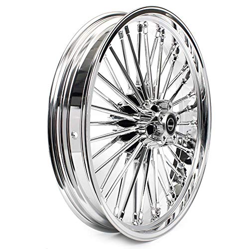 TOFR 21x3.5 Fat Spoke Front Wheel Rim 21 inch Dual Disc For Harley Touring 2000-2007 Electra Glide Street Glide Road Glide Road King 2001 2002 2003 2004 2005 2006 36 King Spokes Chrome