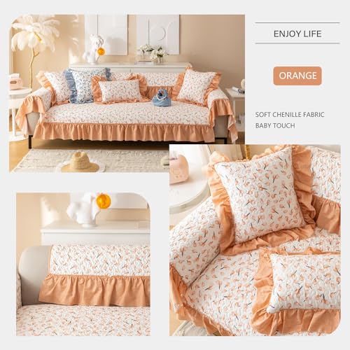 Funda de sofá rústica antideslizante lavable protector de loveseat naranja 3
