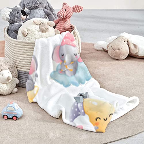 Ultra Soft Baby Blanket, Warm Lightweight Skin-Friendly Micro Fleece Baby Blanket For Girls Boys, Large Printed Nursery Crib Bed Throw Blanket, 30X40 Inches, Elephant #TOP5