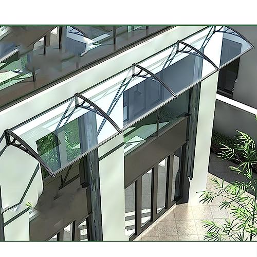 Toldo transparente de policarbonato 80x250cm con soporte negro 3
