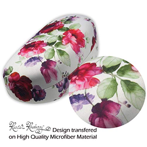 Floral Sunglasses Case, Large Hard Glasses Case | Eyeglass Case For Large To Extra Large Frames With Drawstring Pouch And Cleaning Cloth By Rachel Rowberry (As413 Cranberry Rose) #TOP6