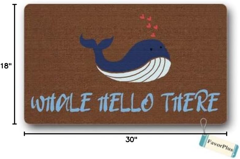 FavorPlus Funny Doormat Whale Hello There Outdoor/Indoor Non Slip Decor Floor Door Mat Area Rug for Entrance 18x30 inch