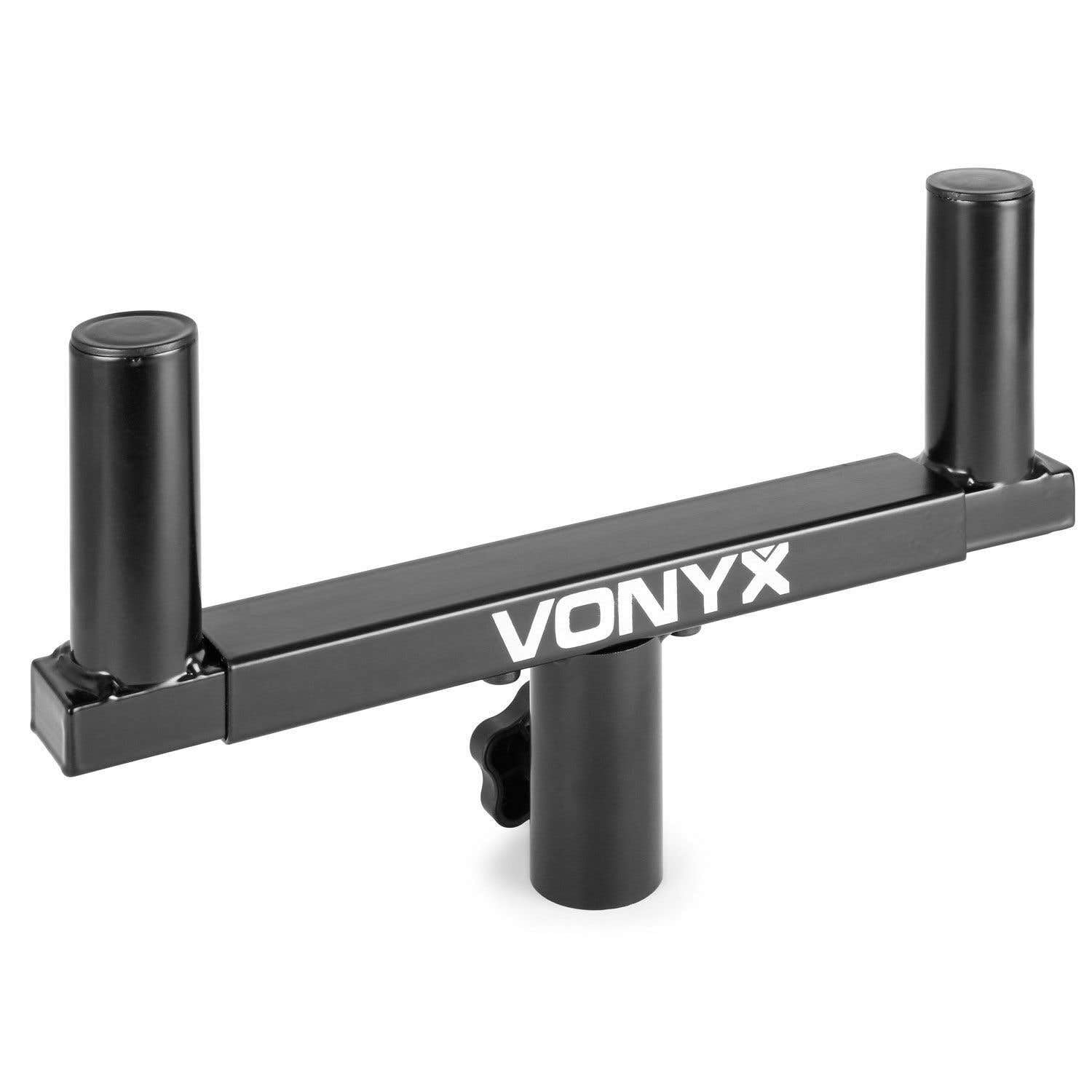 VONYX WMS-03 Soporte altavoz doble - Brazo doble, 2 x 35 mm, Dos altavoces en un trípode, Anchura ajustable, Adecuado para altavoces Top-Hat, Color: Negro