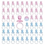 50 chupetes de plástico de 2.75 pulgadas para baby shower, chupete de baby shower, baby shower, decoración de fiesta de género, regalo de fiesta de cumpleaños, rosa y azul