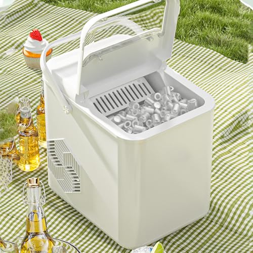 HYYKEJI Tragbare Eiswürfelbereiter, vollautomatische Eiswürfelmaschine, mit Selbstreinigung, 9 Eiswürfel in 6 Minuten, 2 Eisgrößen, für Haus/Wohnwagen/Büro/Bar