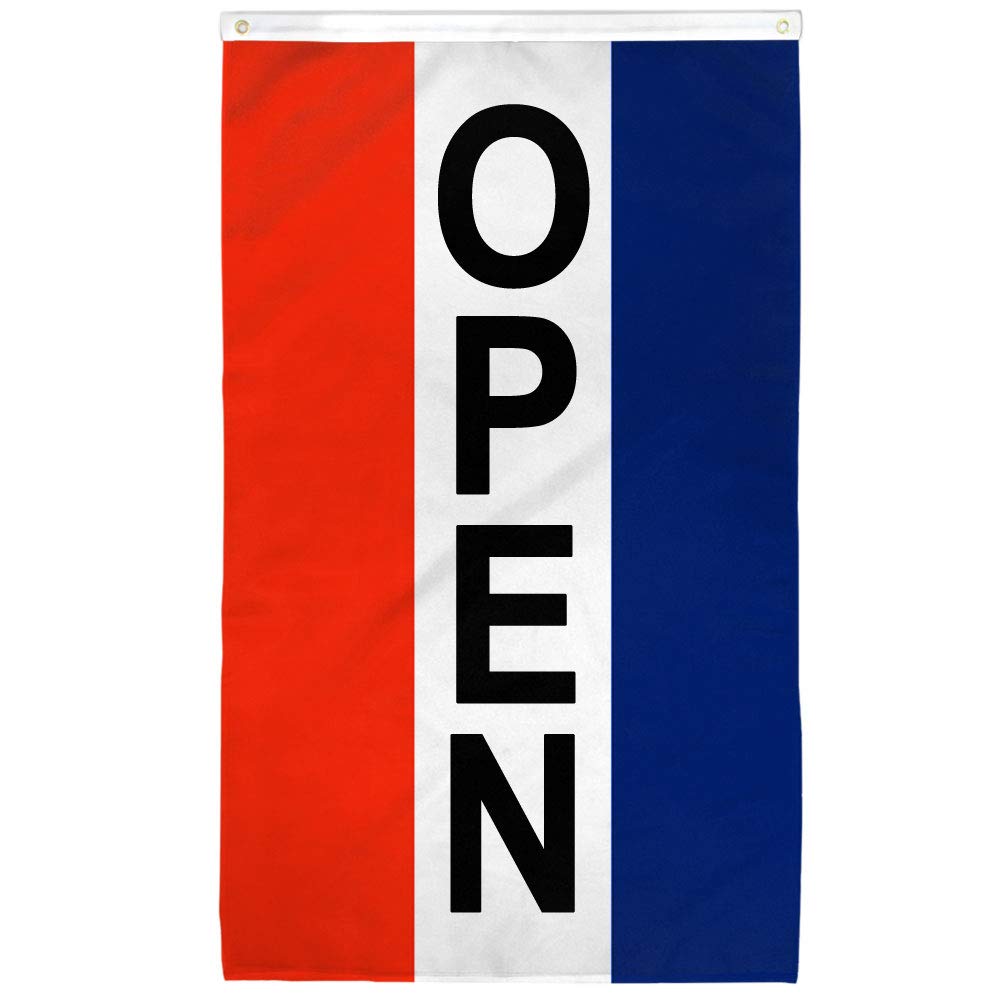 The Flag Joint - Open Flag Red, White, & Blue VERTICAL - 3x5ft Poly - Perfect for businesses!