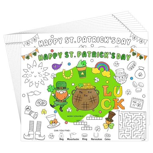 45pcs St. Patrick's Day Disposable Coloring Placemats Irish Crafts for