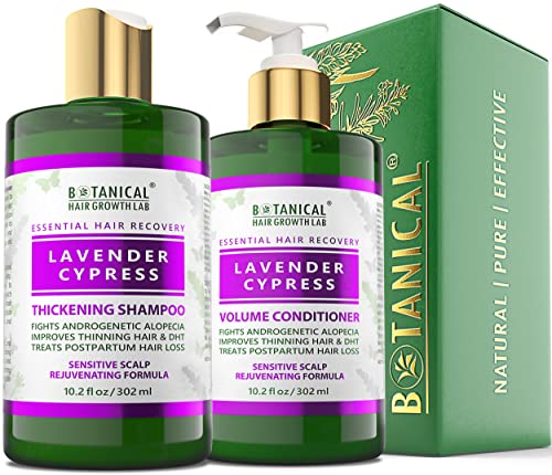 BOTANICAL HAIR GROWTH LAB - Shampoo and Conditioner - Lavender Cypress - Essential Hair Recovery - Sensitive Scalp / Rejuvenating - For Hair Loss Prevention Alopecia Postpartum DHT Blocker