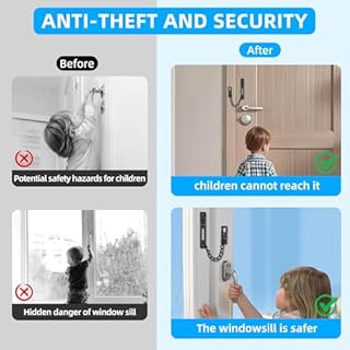 KRYVLEXA Heavy Duty Door Chain Lock - 304 Stainless Steel, Spring Loaded Pushbutton Latch, Child & Pet Proof, No-Drill Installation for Interior,Front,Hotel Doors (Black)