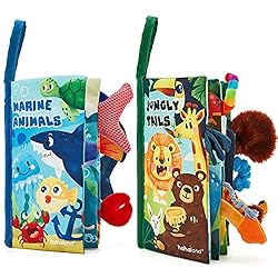 Baby Books 0-6 Months 2PCS Baby Toys 6 to 12 Months Touch Feel First Cloth Crinkle Soft Books 0-3-6-12-18 Months Baby…