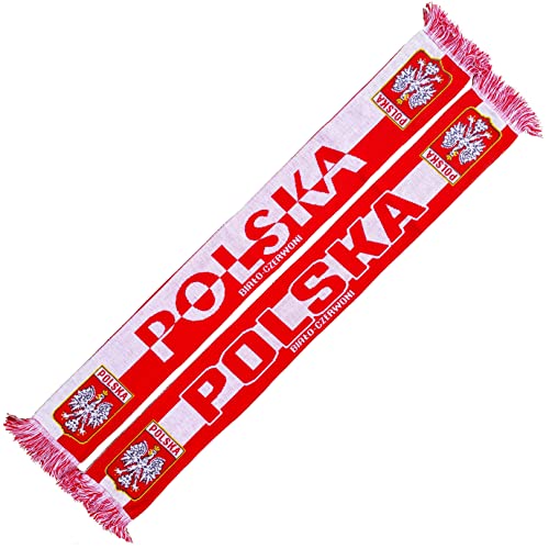 Generisch Polen sjaal, gebreide sjaal voor Europees kampioenschap, voetbalsjaal, cult-sjaal, souvenirsjaal, rood, wit, L