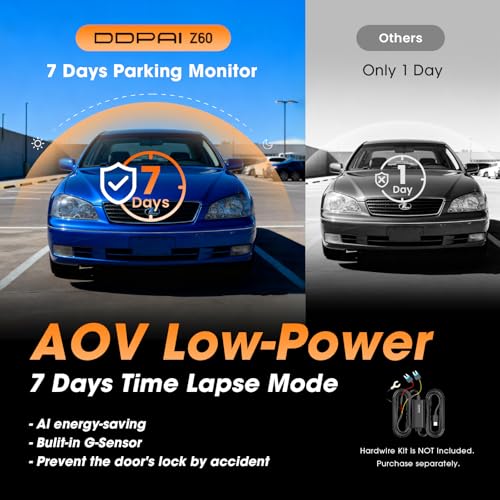 DDPAI 4K Dash Cam Front and Rear, Built-in 32G eMMC Dual Dash Camera for Cars, 128GB Card Included Dashcam,GPS, Night Vision,5G WiFi, 7-Days Parking Mode, 3" IPS, ADAS, WDR, Support 512GB, Z60 - Image 6