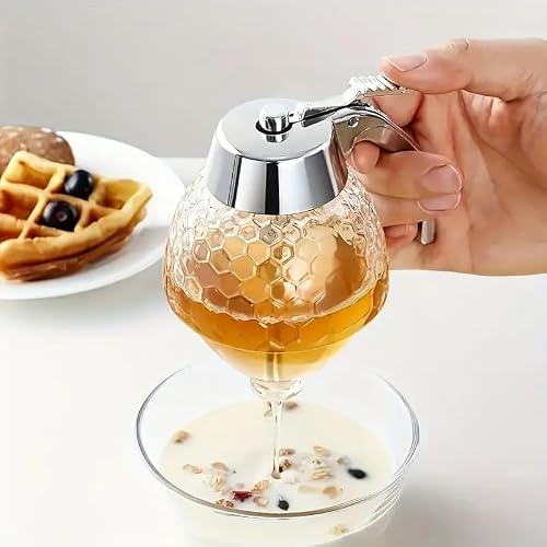 1pc, Plastic Honey Jar, Honey Container, Creative KitchenPress-type Honey Jar, Bee Drip Dispenser Kettle, SyrupFunnel Pot, Honey Storage Pot, Juice Syrup CupKitchen Accessories, Kitchen Decor