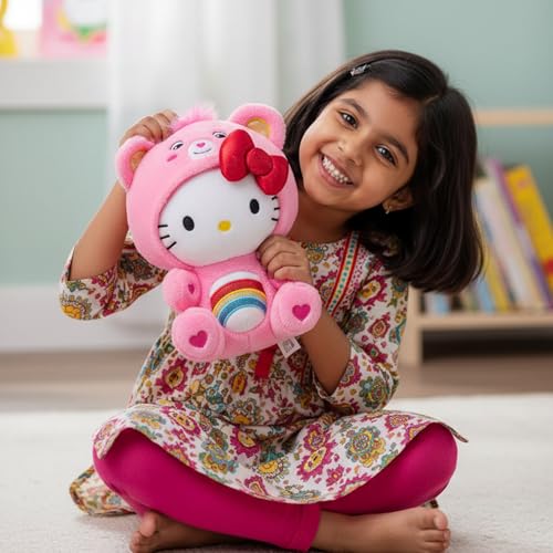 Image of Fusked Fluffies Hello Kitty Plush Soft Toy for Newborn Baby - 25 cm Cute Hello Kitty Stuff Toys for Kids (12 Month to 1.5 Year) - Safe, and Washable