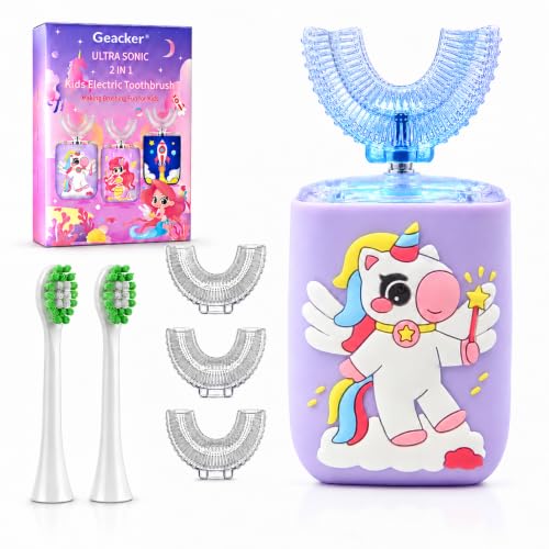 Geacker Kids Electric Toothbrush U Shaped Toddler Auto Sonic...