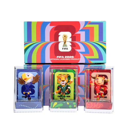 FIFA 2026 World Cup Official Licensed Mascot Figurines Set of 3 with Display Box (Zayu Maple & Clutch) Official Merchandise Model Figure for Collectors
