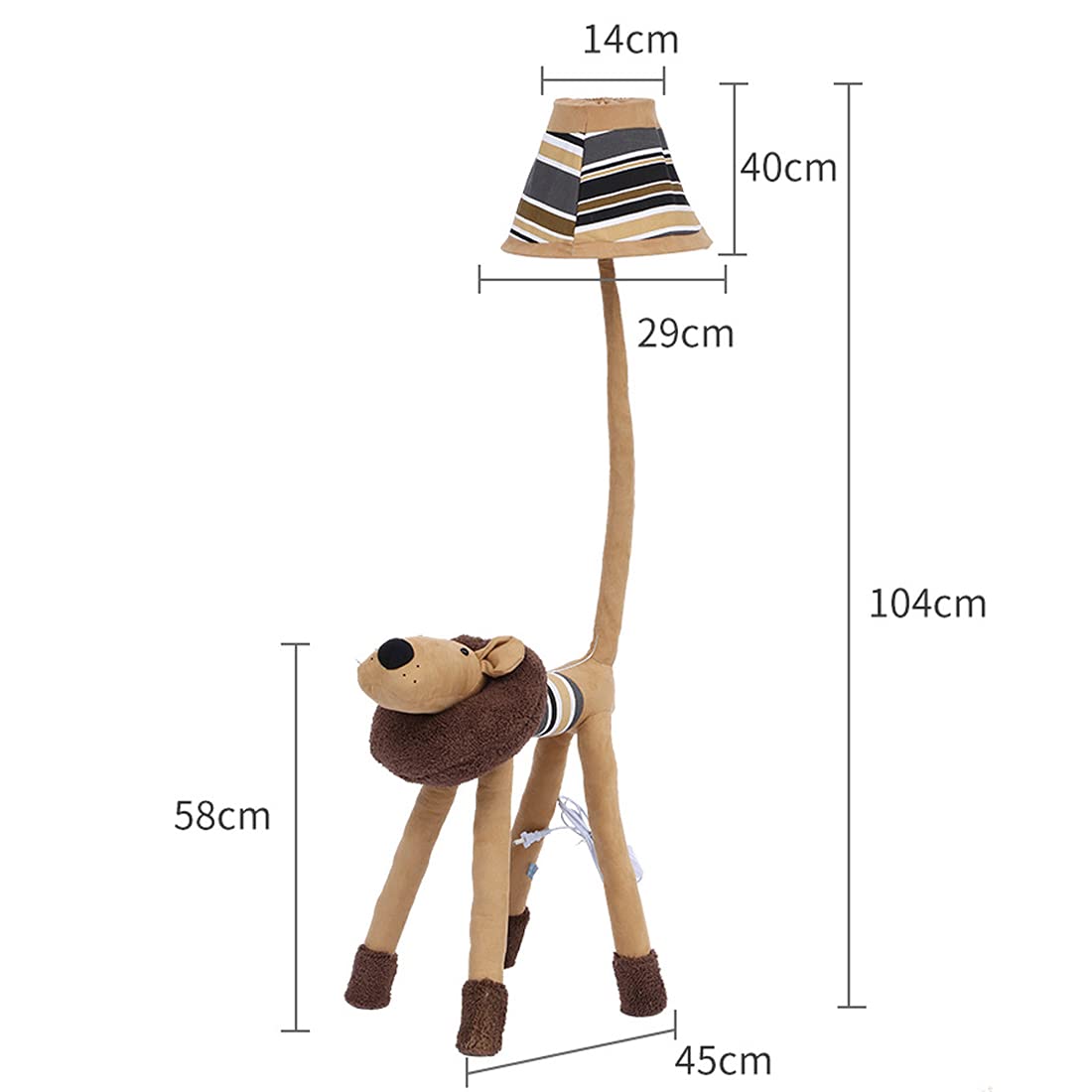 Lampadaire Enfant Cerf Mignon – 130 Cm, Tissu Peluche Doux, Jaune, Lampe Chambre Décoration Créative