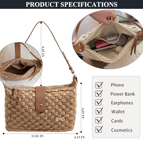Bolso Tote de Paja para Playa Verano Mujer miniatura 4