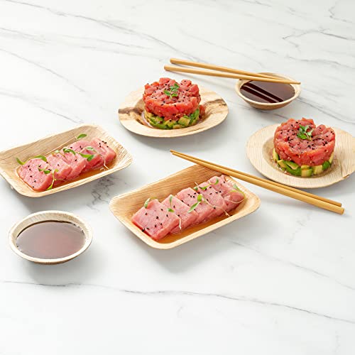 Image of Restaurantware Midori 6.3 x 4.7 Inch Square Palm Plates 100 Microwavable Palm Leaf Plates - Freezable Sustainable Areca Palm Leaf Plates Oven-Ready For Hot & Cold Foods