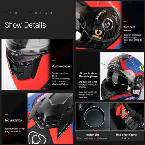 Casque moto modulable bluetooth ECE L avec double visière et micro intégré